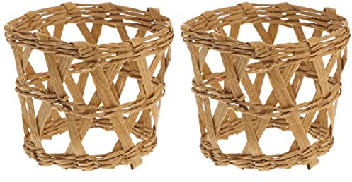 Yardwe Vimini Tessuto Porta Bicchieri in Rattan Copertura 2Pcs Cannuccia Tessuto Bevanda Portabicchieri Campagna Rustico Chic Tavolo da Pranzo Arredamento della Cucina