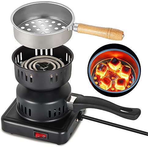 REAMIC Electric Charcoal Burner Suitable For Coconut Coal UK PLUG 500W Hot Plate Black