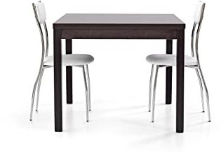 Mar.c.a. Design - Table extensible carrée pour salle à manger, cuisine ou salon, avec ouverture à livre, couleur Moro Wengé (taille fermée 90 x 90, mesure ouverte 180 x 90) Made in Italy