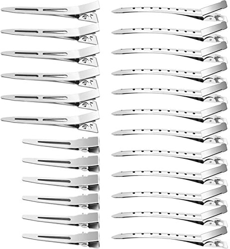 65 Stück Entenschnabel-Haarspangen zum Stylen, Metall, silberfarben, Krokodil-Haarspangen für Damen, 3 Größen, lange Haarspange für Roller, Lockenwickler, Loc Clips für Retwist, Salon, Barbier,