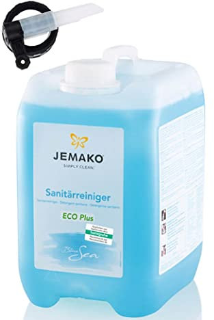 Jemako Sanitärreiniger Blue Sea 5 Liter Kanister inkl. Auslaufhahn Hygiene und Sauberkeit im ganzen Bad Kalkentferner Badreiniger frischer Duft (Sanitärreiniger 5L + AH)