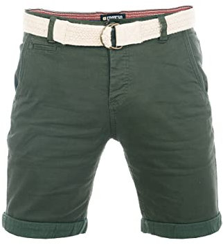 riverso Kurze Hosen Herren Sommer Chino Shorts mit Gürtel Regular Fit RIVHenry Bermuda Stretch, Größe:W 32, Farbe:Cypress Green