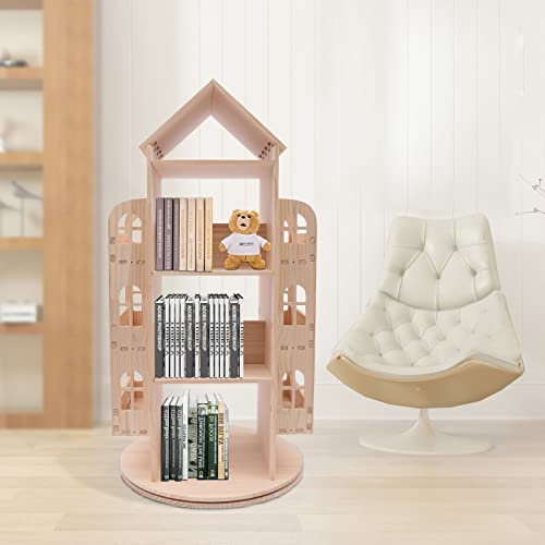 360° Drehregal Bücherregal,Holz Freistehend Standregal Drehregal,Offenes Design Partitionen Bücherregal Regal, Multifunktionales Lagerregal,Für Schlafzimmer, Wohnzimmer,Arbeitszimmer
