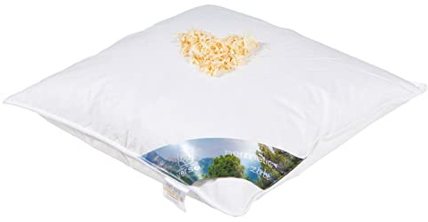 Home4You Kopfkissen - Makobezug - 80 x 80 cm - Daunen - Federn - Zirbe
