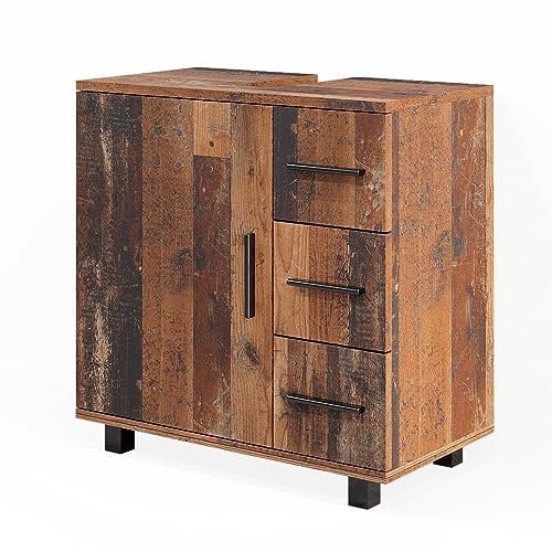 Vicco Mueble bajo Lavabo Ilias, Roble rústico, 60 x 61 cm con Puerta y 3 cajones