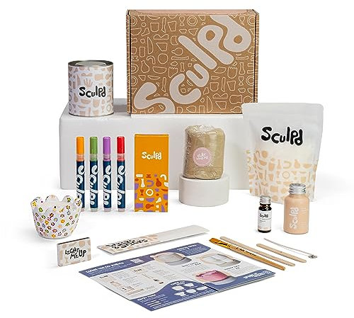 Sculpd Candle Making & Pottery Kit - Complete Art Set: Includes Air Dry Clay, Soy Wax, 4 Paint Pens, Fragrance & Tools - DIY Arts & Crafts Gift for Adults, Teens, Men & Women Crafting (Peony Rose)