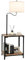 HOMASIS Stehlampe mit Tisch & Regal, Standlampe mit Leinen-Lampenschirm, Standlampe mit E27 Licht, Standleuchte mit USB-Anschluss, Stehleuchet Wohnzimmer Schlafzimmer, Leselampe Schwarz