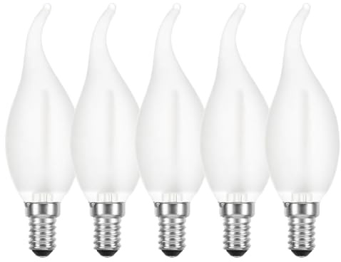 NCC-Licht LED Lampe C35 Kerze Windstoß E14 4W Warmweiß 2700K | LED Filamentlampe aus mattiertem Glas, ersetzt 40W Glühlampe mit E14-Sockel, gemütliches Licht ideal für Kronleuchter