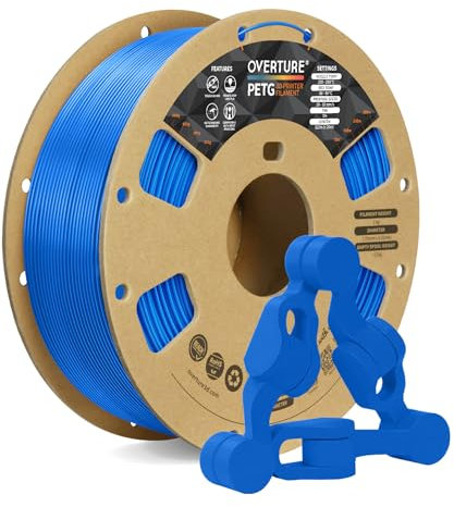 OVERTURE PETG Filament Aufgerüstet 1,75 mm, 1kg (2,2 lbs) Spule, 3D-Druck-Filament, Maßgenauigkeit +/- 0.02 mm (Digital blau)