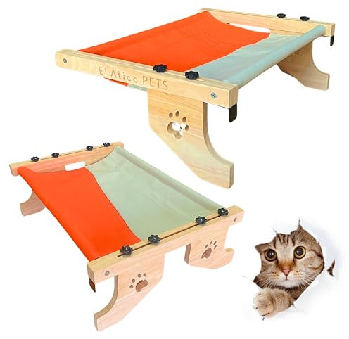 EL ÁTICO PETS Amaca per Gatti da Finestra. Letto Gatto da Apprendere al Letto. Può Essere Utilizzata Appesa con 2 Gambe o a Terra con 4 Gambe. Cucce per Gatti da Interno, Amaca per Gatti