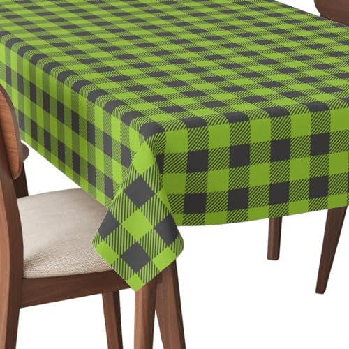 HEKO PANELS Tischdecke 140 x 110 cm Abwaschbar Tischtuch Gartentischdecke Fleckschutz Wasserabweisend Tafeldecke Kariert Grün