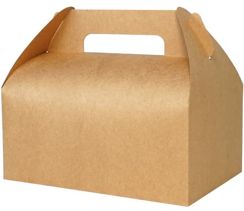 WholeMy 30 Pack 9x6x6 Large Brown Kraft Gable Gift Boxes Disposable Lunch Box Togo for Treats Meals Cookies Favors Goodies Gifting Baked Goods