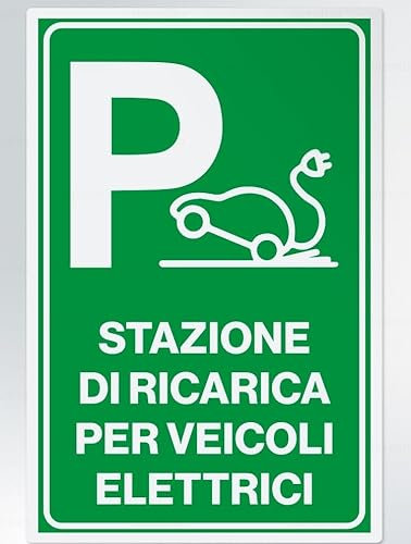 GLOBAL CARTELLO SEGNALETICO - stazione di ricarica per veicoli elettrici - Segnale Adesivo Extra Resistente, Pannello in Forex, Pannello In Alluminio (Adesivo, 10x15 cm)