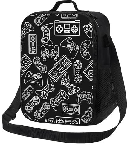 Gaakvrr Isolierte Lunchtasche für Jungen mit Videospiel-Controller, wiederverwendbare Lunchbox, tragbare Lunchtasche für Damen, Herren und Kinder