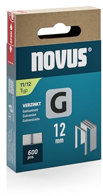 NOVUS TOOLS Flachdrahtklammern 12 mm für Hammertacker, 600 Tacker-Klammern vom Typ 11/12, Schiebeschachtel, Heftmittel für Folien und Pappe