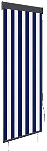LAPOOH Außenrollo, Sonnenschutz Balkon, Senkrechtmarkise Außen, Sonnensegel Aufrollbar, Windschutz Balkon, Balkon Sichtschutz, Sonnenschutz Vorhang Terrasse, 60 x 250 cm Blau und Weiß
