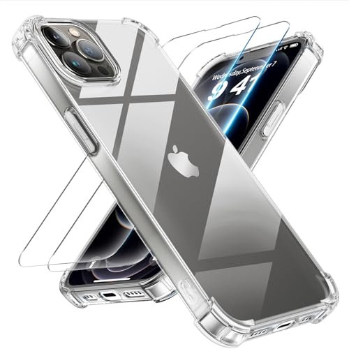 Tentoki 3 in 1 für panzerglas und hülle iPhone 12 Pro Max,[Nie Vergilbung] schutzfolie iPhone 12ProMax TPU handyhülle Schlanke Stoßfeste Anti Kratzt Transparent