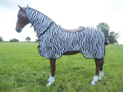 Brama-West - Fliegenausreitdecke Zebra | mit Sattelausschnitt & Halsteil | Ausreitdecke, Gr. 115