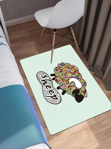 OHAGS nicht rutsches Badezimmermatten maschinenwaschbar, Ultra-weich und Wasser saugfähiger Badenteppich für Badezimmer,Ram grafische Silhouette Illustration und thematische Inschrift.,40x60 cm