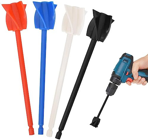 4 Piezas Paletas Mezcladoras de Resina, Mezclador de Resina Epoxi, Agitador de Pintura Reutilizable, para Cualquier Taladro de 1/4, para Mezclar Pinturas, Esmaltes Cerámicos, Colorantes