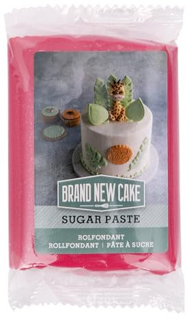 BrandNewCake® Pâte à Sucre Rose Intense 250g – Idéale pour Gâteaux de Princesse et Décorations Florales, Saveur Vanille-Crème, Prête à l'Emploi