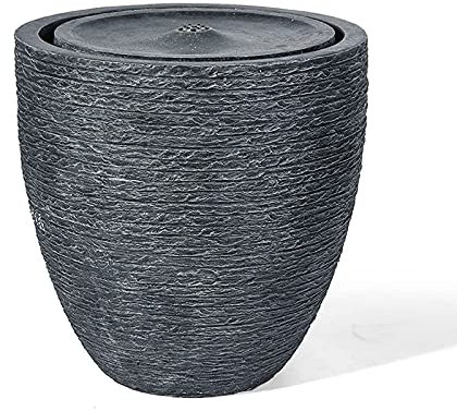 Fontana da Esterno, Cascata dal Design Cilindrico a Ciotola per Decorazione Fontana da Giardino in Resina con Luce a LED e Pompa dell'Acqua Caratteristica dell'Acqua per Patio Esterno Giardino Cortile