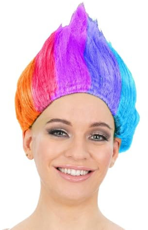 Smiffys 90er Troll-Perücke, Regenbogen, 1990er-Jahre-Kostüm, 1990er-Jahre-Perücke