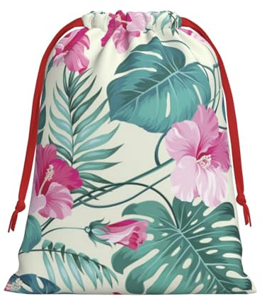 WSHFFILO palm tree leaf printed Drawstring Gift Bag Gift Wrap Bags