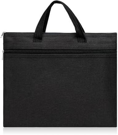 Cosysparks porte documents a4 sacoche porte document homme, léger sac zippé avec 2 poches imperméable à l'eau oxford A4 folder bag bureau de conférence document bag papeterie scolaire (Noir)