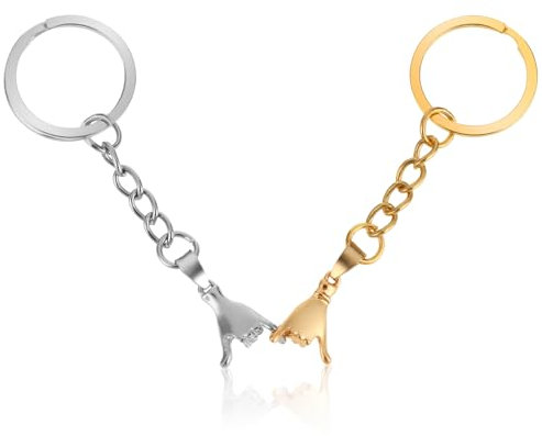 HJZHII Lot de 2 porte-clés de promesse pour petit ami, couple, partenaire, anniversaire, Saint-Valentin (or)