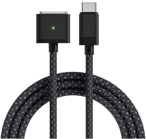 MMOBIEL Cable de Carga USB-C a Magnético 3 2m 140W Cable de Carga Rápida Portátil - Cable Cargador para MagSafe 3 Compatible con MacBook Pro/Air - Cable de Batería Magnética USB Tipo C – Negro