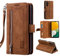 EYZUTAK Handyhülle für Samsung Galaxy A36 5G,Flip Case Lederhülle Reißverschluss Magnetverschluss Brieftasche mit 9 Kartenfächern Standfuntion Retro Matt Ledertasche - Braun