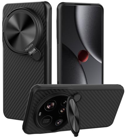 Nillkin Aramidfaser Magnetisch Case für Xiaomi 15 Ultra Hülle, Kameraschutz Ständer Handyhülle Stoßfeste Schutzhülle für Xiaomi 15 Ultra Case (Schwarz)