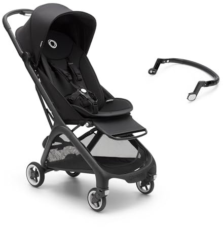 Bugaboo Butterfly Set ultrakompakter Reise-Kinderwagen inkl. Sicherheitsbügel für extra Komfort, klein & leicht, einhändig faltbar, City-Buggy für Babys ab 6 Monaten, Midnight Black