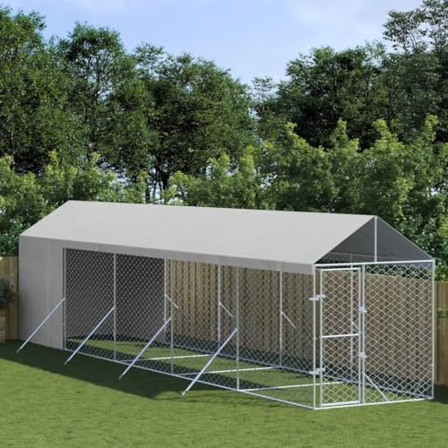 Massbinet Hühnerkäfig Außengehege Freilaufgehege Hühnerstall Hasenstall Geflügelhaltung Käfig Kleintiergehege Voliere Verzinkter 2 x 10 x 2.5 m mit Dach und Seitenwände