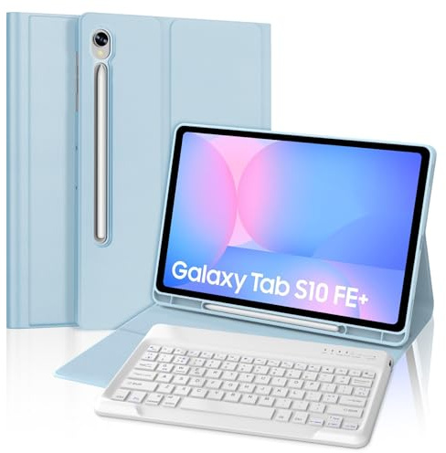 FOGARI Keyboard for Samsung Galaxy Tab S10 FE Plus 2025 13.1 inch, Case for Samsung Galaxy Tab S10 FE Plus/S10 FE+ 13.1, Magnetic Detachable Bluetooth UK Layout Keyboard Cover, Blue