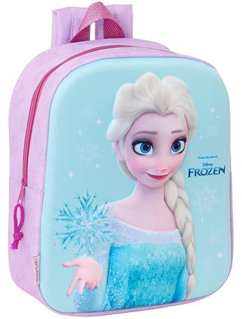safta FROZEN 3D Kindergartenrucksack 3D, anpassbar an den Wagen, einfache Reinigung, ideal für Kinder verschiedener Altersgruppen, bequem und vielseitig, Qualität und Widerstandsfähigkeit, 22 x 10 x