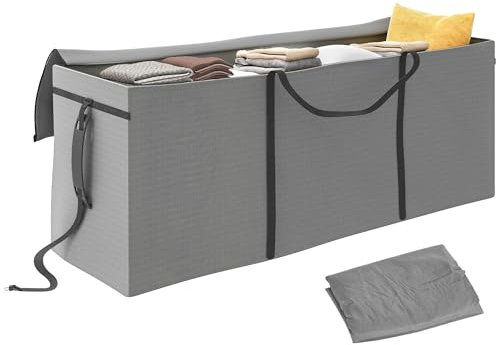 Outsunny Aufbewahrungstasche Gartenpolster, Auflagentasche, Schutzhülle mit Tragegriff Reißverschluss, Wasserdicht UV-Beständiges 600D Oxford, für Polsterauflagen Weihnachtsbaume 200x60x75 cm Hellgrau