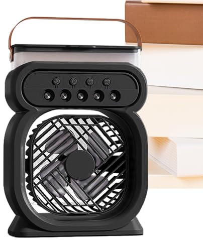Humidificateur de ventilateur, ventilateur , dispositif de refroidissement à air, rechargeable par USB et sans fil, design compact et polyvalent, 7,5 cm pour fournitures de camping à la