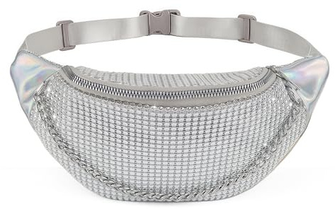 Mervokl Bauchtasche Damen Glitzer Tasche Hüfttasche Klein Gürteltasche Elegant Bum Hip Bag Stylisch Crossbody Bag Waist Fanny Pack mit Verstellbare Schultergurte für Party Festival Freizeit Date