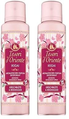 Tesori d'Oriente | Aromatisches Parfum Deodorant Ikigai | mit Kirschblüte und Reiswasser | 24h Schutz | Wellness-Ritual für Körper & Sinne | 150ml (Packung mit 2)
