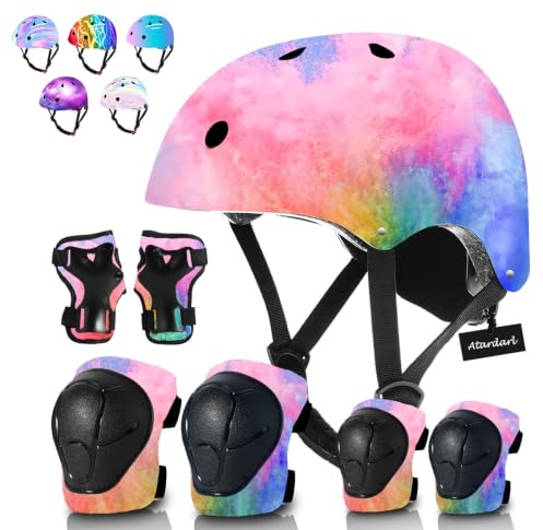 Regulierbarer Fahrradhelm Kinder mit Kniepolster,Ellenbogenpolstern,Handgelenksschutz – Kinderhelm für 3-5-8-14 Jahre –Ideal für Skaten,Fahrradfahren,Radfahren,Skateboarden –Für Jungen & Mädchen