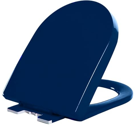 Toilettendeckel mit Absenkautomatik, Softclose WC Sitz aus PP, Klodeckel Toilettensitz WC Deckel mit Schnellverschluss für Leicht zu Reinigen, Klobrille D-Form, 44.5x36cm, Königsblau