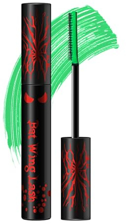 Erinde Mascara de Couleur Vert, Waterproof & Volumateur, Pigmentation Élevée et Sans Décoloration, Effet Faux Cils, Idéale pour le Maquillage Festif et Carnaval #Green