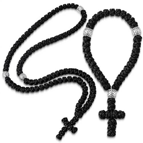 Quelay 2 Pcs Orthodox Prayer Rope Christian Chotki, Black, Modern Style