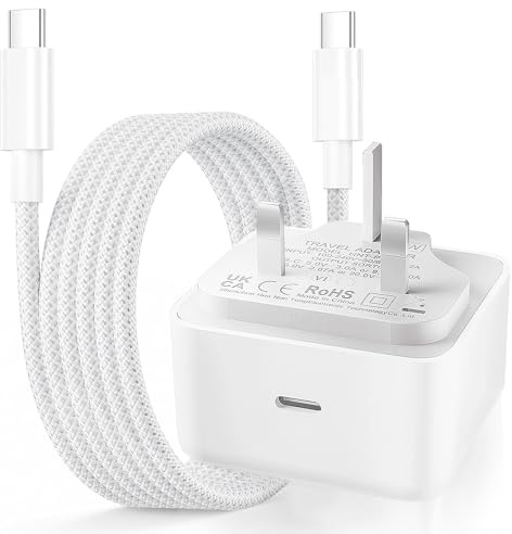 40w USB C Charger for iPhone 17/16/15, UK Plug Adapter and 1.8M Cable for iPhone 17 Pro/17 Pro Max/Air/16 15 Pro Max/S25 Ultra/S24/S23