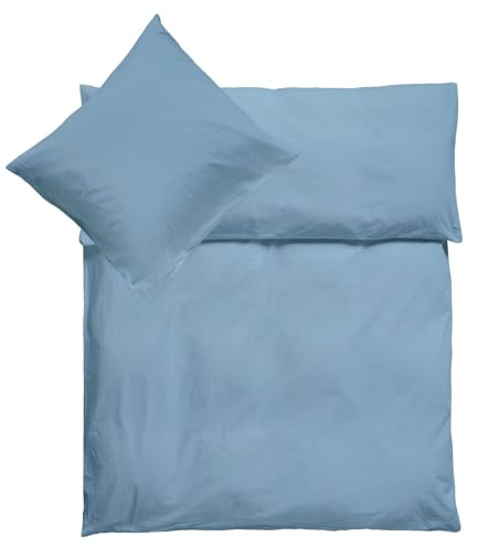 Julido Jersey-Bettwäsche-Set und Kissenbezug, 100% Baumwolle (Oeko-TEX). 2-teiliges Bettwäsche-Set mit Reißverschluss, ultraweich und atmungsaktiv (Eisblau, 155x220cm)
