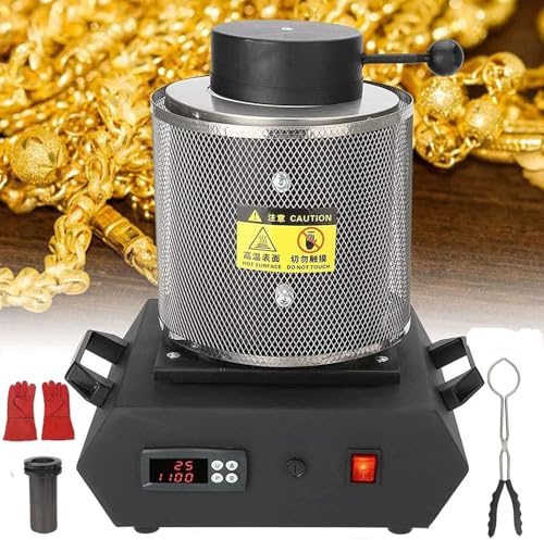 GTATBTG Four de fusion électrique automatique, fonderie numérique en aluminium et étain doré, machine de raffinage de 1150 ℃, capacité de 220 V 3 kg, noir