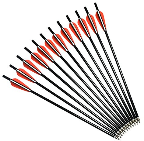 YLA 14-16 Fiberglass Crossbow Bolts Changeable Tips Flat Nock, 12 pcs | Fiberglass Bolts 14 16 inch for Small Crossbow under 180lb