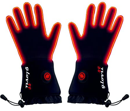 Glovii GLB Beheizte Universalhandschuhe & praktisches Etui | Elektrische Handwärmer für Männer und Frauen mit Li-Poly-Akku und Tasche | Hergestellt aus Kohlefaser, 95% Polyester | Schwarz, L-XL